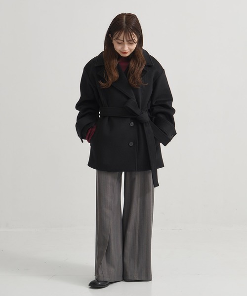 SUPER140ラペルショートコート｜ウール/保温/冬服（ピーコート