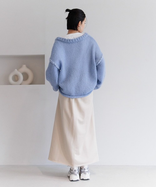 BAYFLOW（ベイフロー）の「[ストレッチ入りで動きやすい]フロントジップチンツスカート（スカート・レディース・ベージュ/ブラック・FREE）」の9枚目の写真