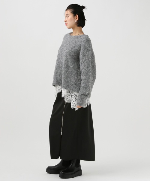 BAYFLOW（ベイフロー）の「[ストレッチ入りで動きやすい]フロントジップチンツスカート（スカート・レディース・ベージュ/ブラック・FREE）」の14枚目の写真