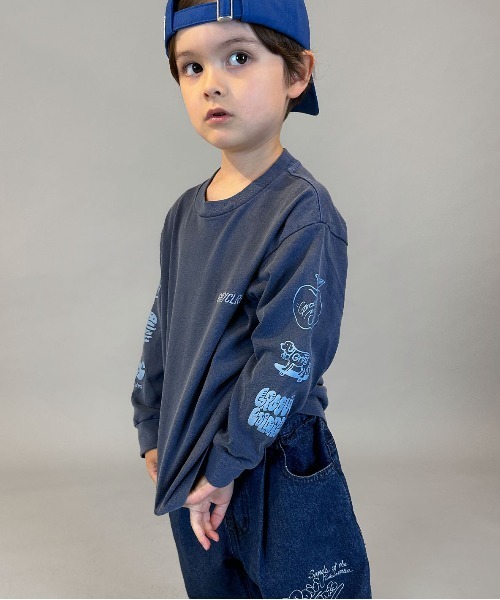 GROOVY COLORS（グルービーカラーズ）の「Over-dyed Long Sleeve Tee（Tシャツ/カットソー・キッズ・ネイビー・115/125）」の6枚目の写真