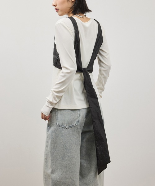 ADAM ET ROPE'（アダムエロペ）の「リボンタンクコンビロンT（Tシャツ/カットソー・レディース・ホワイト系その他/ブラウン系その他・FREE）」の3枚目の写真