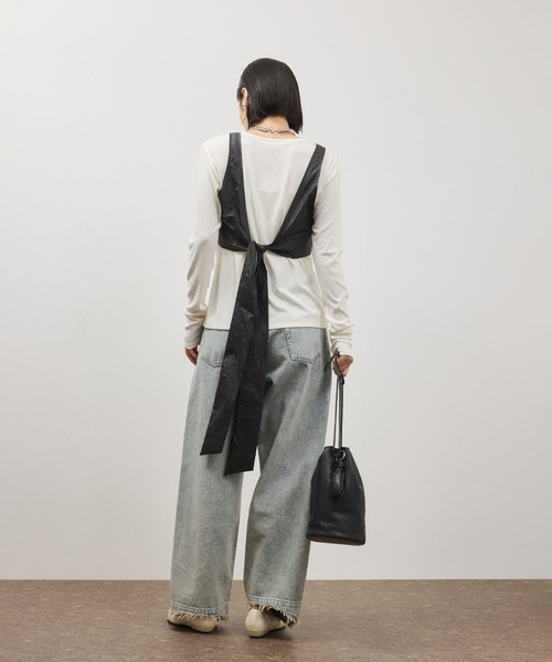 ADAM ET ROPE'（アダムエロペ）の「リボンタンクコンビロンT（Tシャツ/カットソー・レディース・ホワイト系その他/ブラウン系その他・FREE）」の7枚目の写真