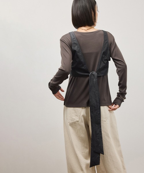 ADAM ET ROPE'（アダムエロペ）の「リボンタンクコンビロンT（Tシャツ/カットソー・レディース・ホワイト系その他/ブラウン系その他・FREE）」の11枚目の写真