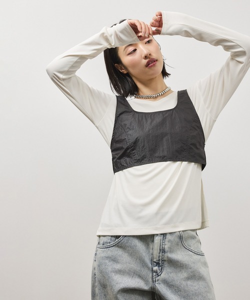 ADAM ET ROPE'（アダムエロペ）の「リボンタンクコンビロンT（Tシャツ/カットソー・レディース・ホワイト系その他/ブラウン系その他・FREE）」の15枚目の写真
