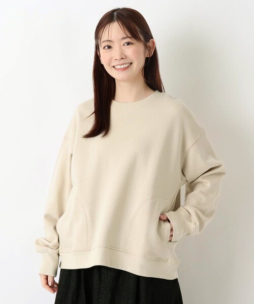 one'sterrace(ワンズテラス)の「綿裏毛ポケット入りプルオーバー(スウェット・レディース・アイボリー系8/ブラック系8/グレー系4・02)」の1枚目の写真