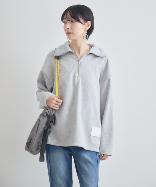 Paradise Picnic(パラダイスピクニック)の「Dignite Collier ボンバーハーフジッププルオーバー(スウェット・レディース・ライトグレー/チャコールグレー・FREE)」の14枚目の写真