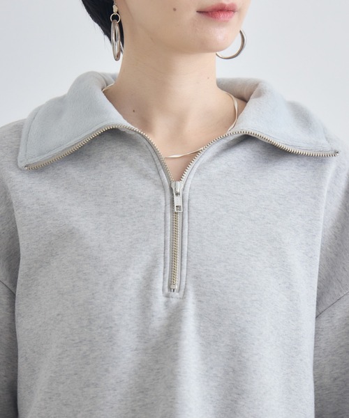 Paradise Picnic(パラダイスピクニック)の「Dignite Collier ボンバーハーフジッププルオーバー(スウェット・レディース・ライトグレー/チャコールグレー・FREE)」の21枚目の写真