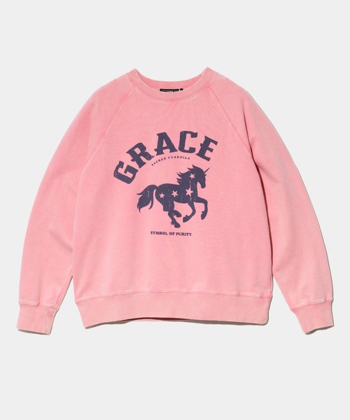 CUBE SUGAR(キューブシュガー)の「CUBE SUGAR/キューブシュガー 裏毛パウダー加工 ラグランPO(スウェット・レディース・ピンク/イエロー・FREE)」の1枚目の写真