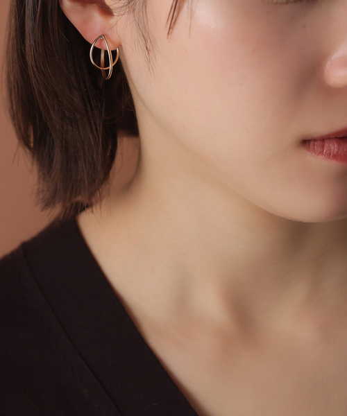 20mm2ラインカーブフープピアス K10（両耳）（ピアス（両耳用