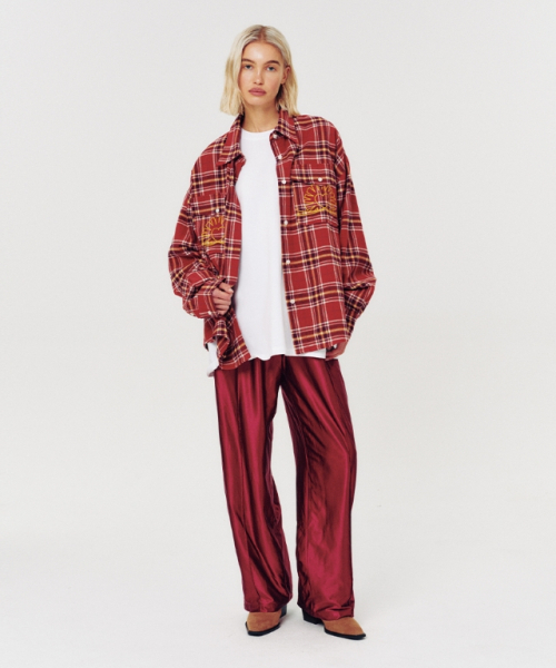 MOODBETTER（ムード ベター）の「HANDSTITCH LINE TRACK PANTS WINE（スウェットパンツ・レディース・その他・FREE）」の2枚目の写真
