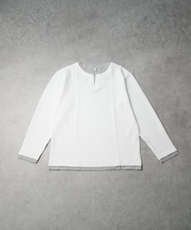 《ハニカムストレッチ レイヤード風キーネックTシャツ》