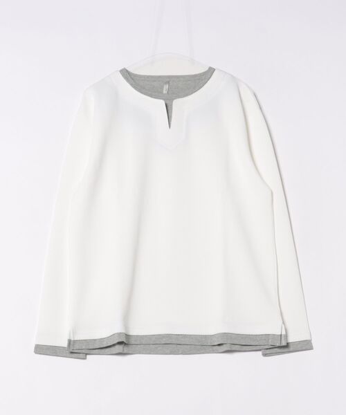 B.I.D.(ビーアイディー)の「《ハニカムストレッチ レイヤード風キーネックTシャツ》(Tシャツ/カットソー・レディース・グレー/ホワイト/ブラック・MEDIUM/LARGE)」の8枚目の写真