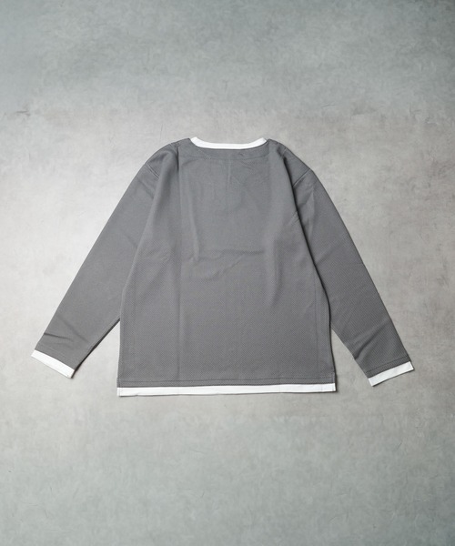 B.I.D.(ビーアイディー)の「《ハニカムストレッチ レイヤード風キーネックTシャツ》(Tシャツ/カットソー・レディース・グレー/ホワイト/ブラック・MEDIUM/LARGE)」の7枚目の写真