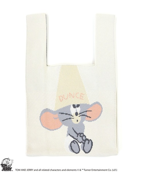 Tom＆Jerry（トムアンドジェリー）の「【公式】TOM and JERRY　チアフルニットマルシェバッグ（ハンドバッグ・レディース・ホワイト/ピンク/イエロー・FREE）」の2枚目の写真