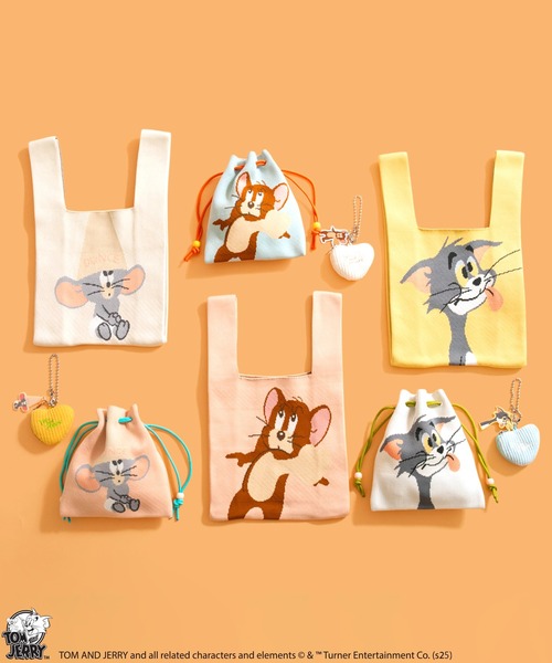 Tom&Jerry(トムアンドジェリー)の「【公式】TOM and JERRY チアフルニットマルシェバッグ(ハンドバッグ・レディース・ホワイト/ピンク/イエロー・FREE)」の15枚目の写真
