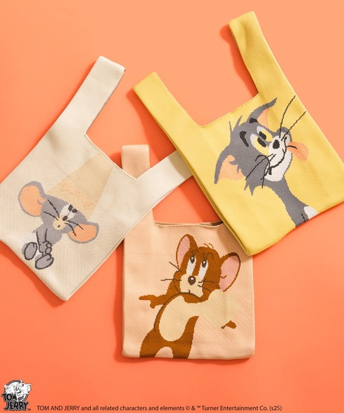 Tom&Jerry(トムアンドジェリー)の「【公式】TOM and JERRY チアフルニットマルシェバッグ(ハンドバッグ・レディース・ホワイト/ピンク/イエロー・FREE)」の14枚目の写真
