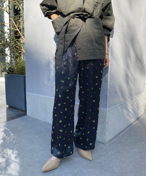 flower刺繍サテンイージーパンツ（その他パンツ）｜SLOBE IENA