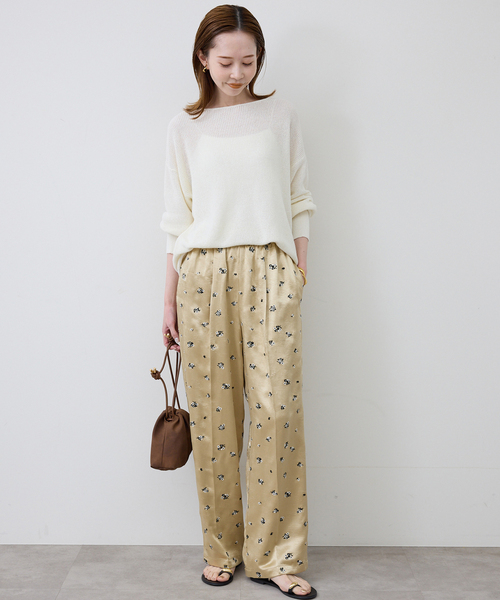 SLOBE IENA（スローブイエナ）の「flower刺繍サテンイージーパンツ（その他パンツ・レディース・ネイビー/イエロー・FREE）」の14枚目の写真