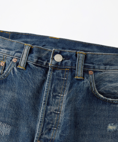 OUTSTANDING(アウトスタンディング)の「30S CINCH BACK SELVEDGE WIDE PANTS_REPAIR BLUE(デニムパンツ・メンズ・その他・SMALL/MEDIUM/LARGE)」の3枚目の写真