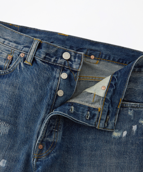 OUTSTANDING(アウトスタンディング)の「30S CINCH BACK SELVEDGE WIDE PANTS_REPAIR BLUE(デニムパンツ・メンズ・その他・SMALL/MEDIUM/LARGE)」の4枚目の写真