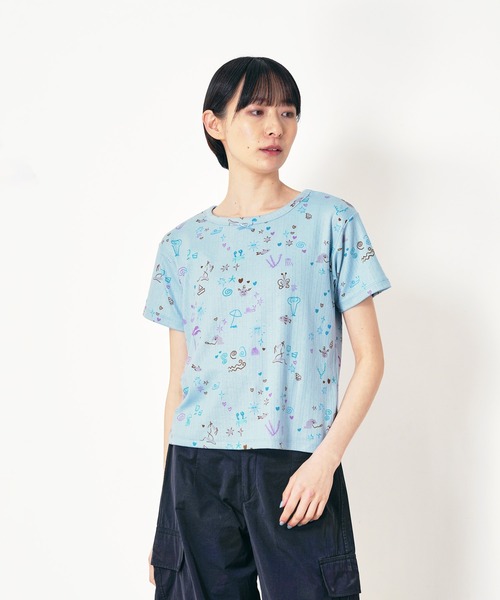 Common Noun(コモン ナウン)の「“SEA” Aimi Odawara 針抜き半袖トップス(Tシャツ/カットソー・レディース・サックスブルー/イエロー・M)」の2枚目の写真