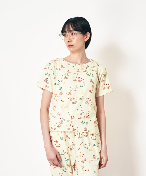 Common Noun(コモン ナウン)の「“SEA” Aimi Odawara 針抜き半袖トップス(Tシャツ/カットソー・レディース・サックスブルー/イエロー・M)」の1枚目の写真
