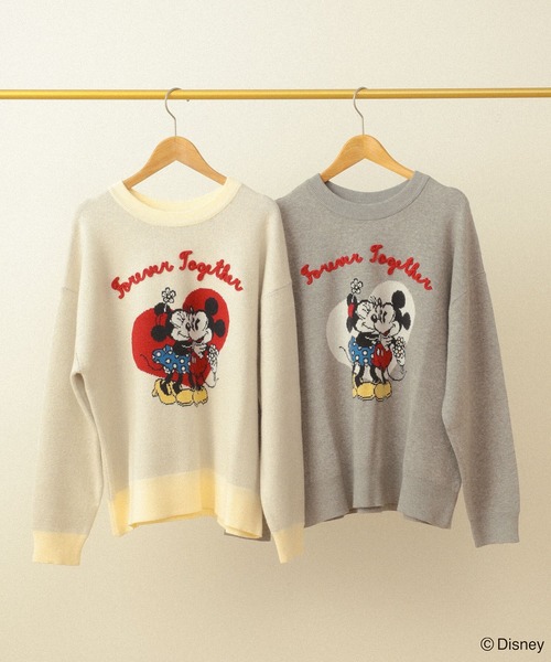 Disney(ディズニー)の「ミッキー&フレンズ/ジャガードニットプルオーバー(ニット/セーター・レディース・アイボリー/杢グレー・FREE)」の3枚目の写真