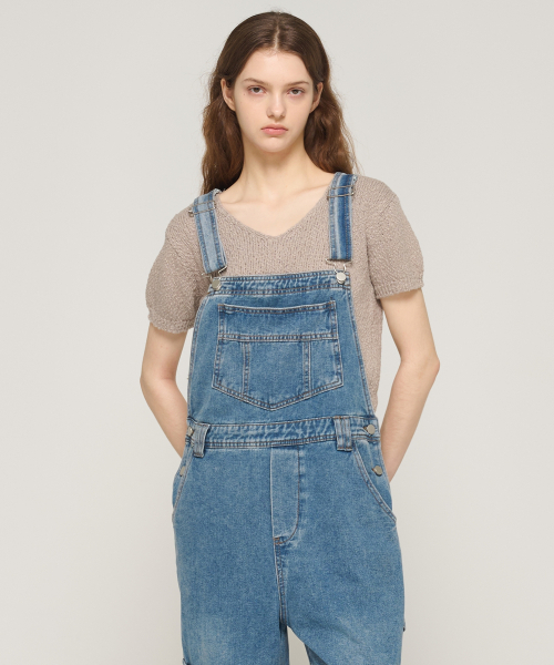 CARGOBROS FOR WOMAN(カーゴブロスフォーウィメン)の「デニムカーゴオーバーオールパンツ(ミディアムブルー)(サロペット/オーバーオール・レディース・その他・FREE)」の3枚目の写真