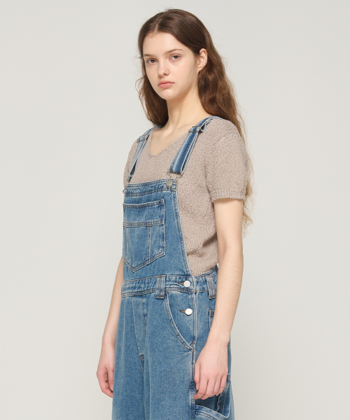 CARGOBROS FOR WOMAN(カーゴブロスフォーウィメン)の「デニムカーゴオーバーオールパンツ(ミディアムブルー)(サロペット/オーバーオール・レディース・その他・FREE)」の4枚目の写真