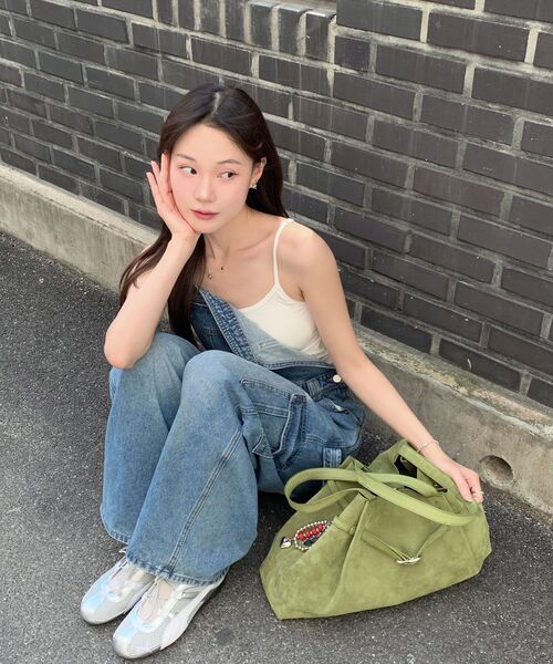 CARGOBROS FOR WOMAN(カーゴブロスフォーウィメン)の「デニムカーゴオーバーオールパンツ(ミディアムブルー)(サロペット/オーバーオール・レディース・その他・FREE)」の6枚目の写真