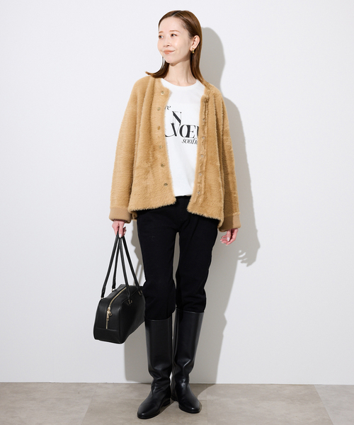 SLOBE IENA（スローブイエナ）の「《追加》SLOBE ロングハンドルボストン（ボストンバッグ・レディース・キャメル/ブラック・FREE）」の3枚目の写真