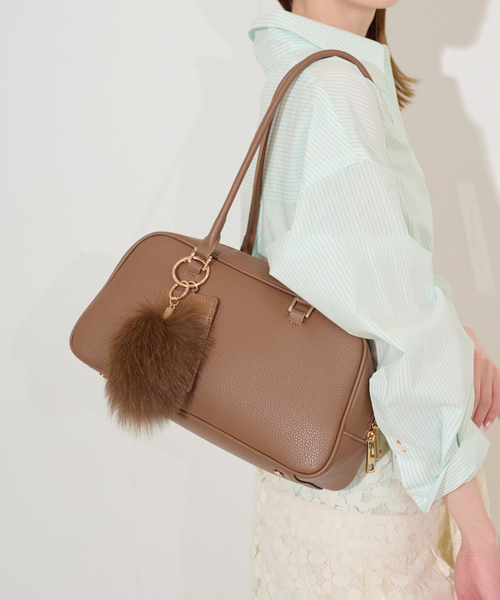 SLOBE IENA（スローブイエナ）の「《追加》SLOBE ロングハンドルボストン（ボストンバッグ・レディース・キャメル/ブラック・FREE）」の7枚目の写真