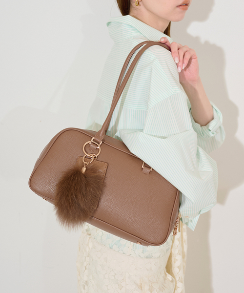 SLOBE IENA（スローブイエナ）の「《追加》SLOBE ロングハンドルボストン（ボストンバッグ・レディース・キャメル/ブラック・FREE）」の8枚目の写真