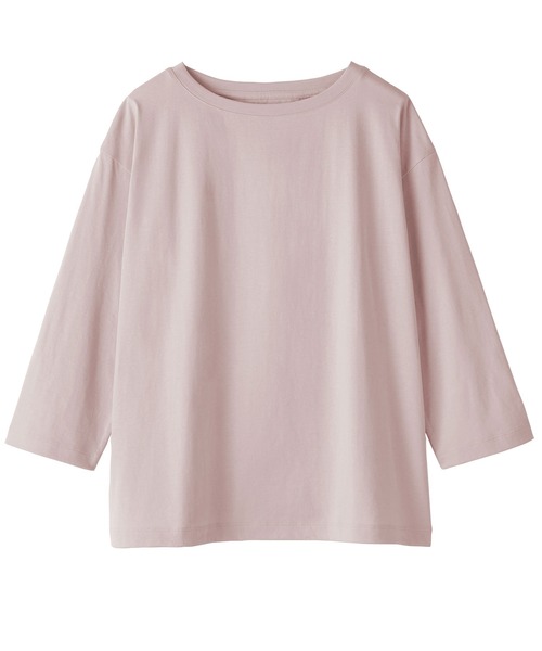 無印良品（ムジルシリョウヒン）の「婦人　天竺編みボートネック七分袖Ｔシャツ（Tシャツ/カットソー・レディース・ブラック/スモークピンク/オレンジ/ダークグレー/ライトパープル/ホワイト/ライトグレー・S/M/L/XL）」の13枚目の写真