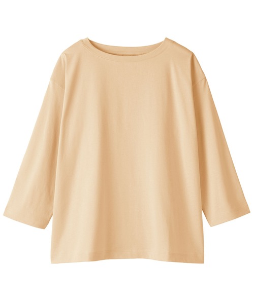 無印良品（ムジルシリョウヒン）の「婦人　天竺編みボートネック七分袖Ｔシャツ（Tシャツ/カットソー・レディース・ブラック/スモークピンク/オレンジ/ダークグレー/ライトパープル/ホワイト/ライトグレー・S/M/L/XL）」の8枚目の写真