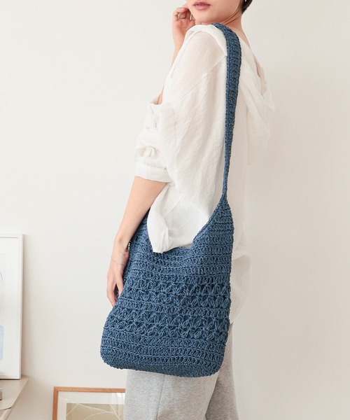 T・S・L（ティーエスエル）の「ペーパーショルダーバッグ（かごバッグ・レディース・ベージュ/ブルー/ナチュラル・FREE）」の3枚目の写真