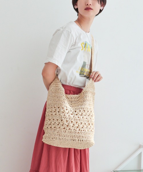 T・S・L（ティーエスエル）の「ペーパーショルダーバッグ（かごバッグ・レディース・ベージュ/ブルー/ナチュラル・FREE）」の7枚目の写真
