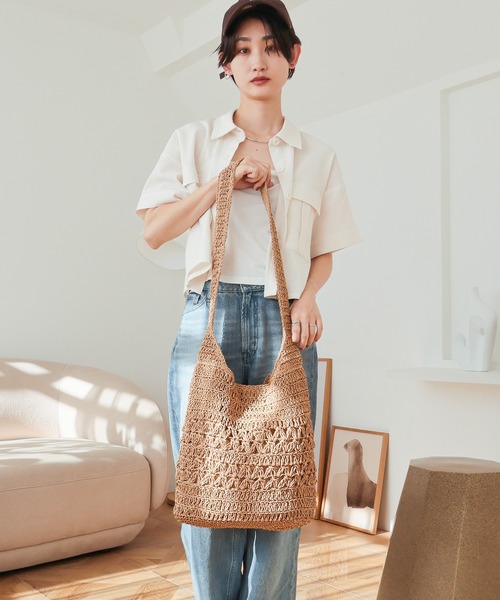 T・S・L(ティーエスエル)の「ペーパーショルダーバッグ(かごバッグ・レディース・ベージュ/ブルー/ナチュラル・FREE)」の10枚目の写真