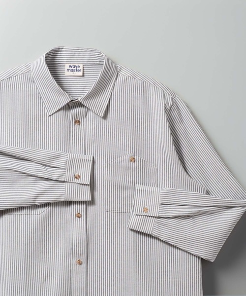 BAYBLO（ベイブロ）の「(SA) ストライプ 無地 長袖 シャツ（シャツ/ブラウス・メンズ・グレー/ブルー/グリーン/ホワイト・M/L/LL）」の3枚目の写真