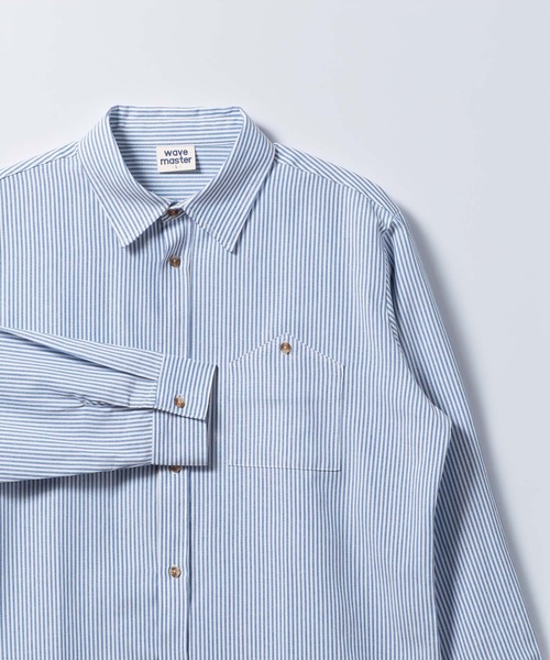 BAYBLO（ベイブロ）の「(SA) ストライプ 無地 長袖 シャツ（シャツ/ブラウス・メンズ・グレー/ブルー/グリーン/ホワイト・M/L/LL）」の4枚目の写真