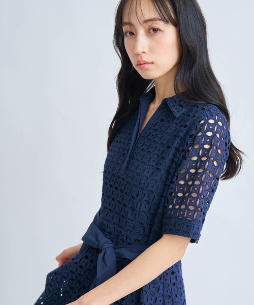 NOELA（ノエラ）の「【追加生産】コットンレースシャツワンピース（ワンピース・レディース・オフホワイト/サックスブルー/ネイビー・S/M）」の21枚目の写真