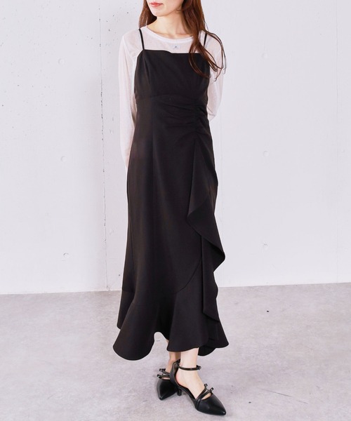 archives（アルシーヴ）の「ラッフルチェックキャミワンピース（ワンピース・レディース・グレー/ブラック/ホワイト×ブラック・MEDIUM）」の9枚目の写真