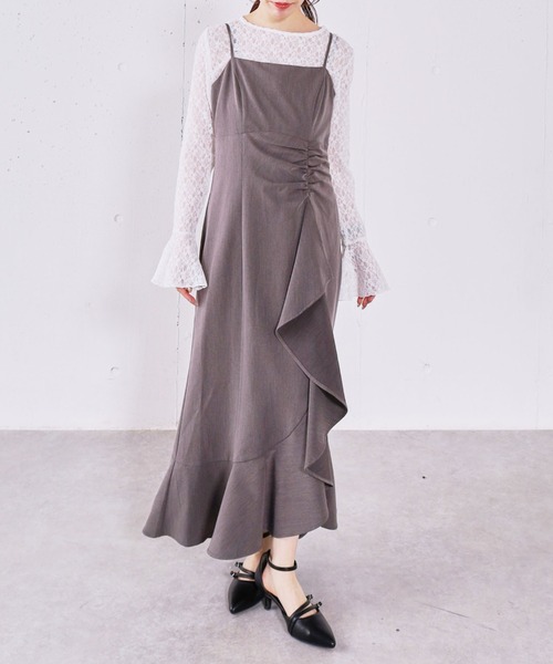 archives（アルシーヴ）の「ラッフルチェックキャミワンピース（ワンピース・レディース・グレー/ブラック/ホワイト×ブラック・MEDIUM）」の19枚目の写真