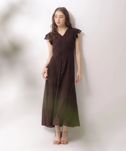 Rirandture（リランドチュール）の「ピンタックレースワンピース（ワンピース・レディース・グレイッシュベージュ/ダークブラウン・2/1）」の3枚目の写真