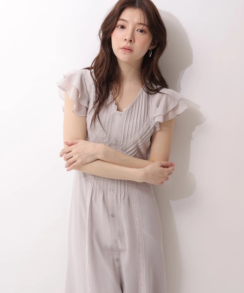 Rirandture（リランドチュール）の「ピンタックレースワンピース（ワンピース・レディース・グレイッシュベージュ/ダークブラウン・2/1）」の18枚目の写真