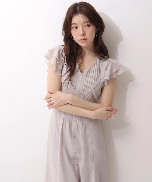 Rirandture（リランドチュール）の「ピンタックレースワンピース（ワンピース・レディース・グレイッシュベージュ/ダークブラウン・2/1）」の19枚目の写真