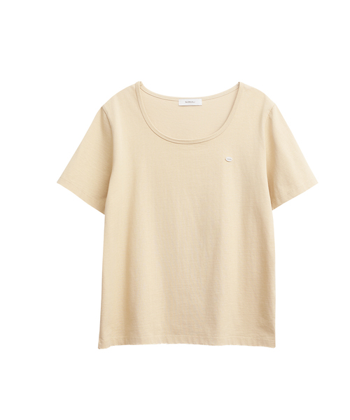 SLOWLOLLI(スローローリ)の「U neck short sleeve t-shirt_4 Colors(Tシャツ/カットソー・レディース・ブラック/ブラウン/アイボリー/Beige・FREE)」の4枚目の写真