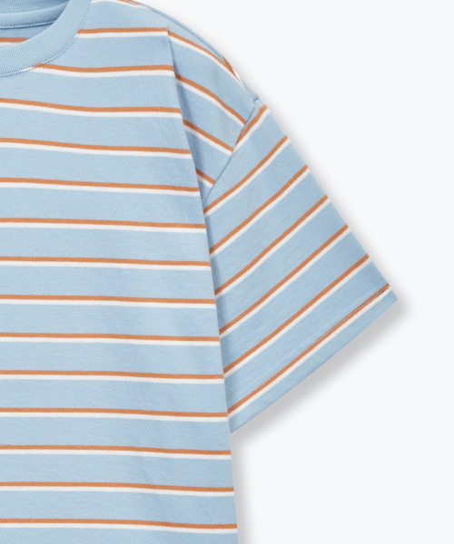 MUSINSA STANDARD KIDS（ムシンサスタンダードキッズ）の「マルチストライプクルーネックTシャツ3 [スカイブルー]（Tシャツ/カットソー・レディース・その他・110/120/130/140/150/160）」の6枚目の写真
