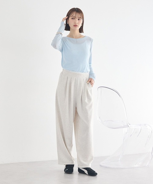 earth music&ecology（アースミュージックアンドエコロジー）の「微シアーメロープルオーバー（Tシャツ/カットソー・レディース・オフホワイト/グレー/ブラック/ライトブルー/ライトパープル・FREE）」の17枚目の写真