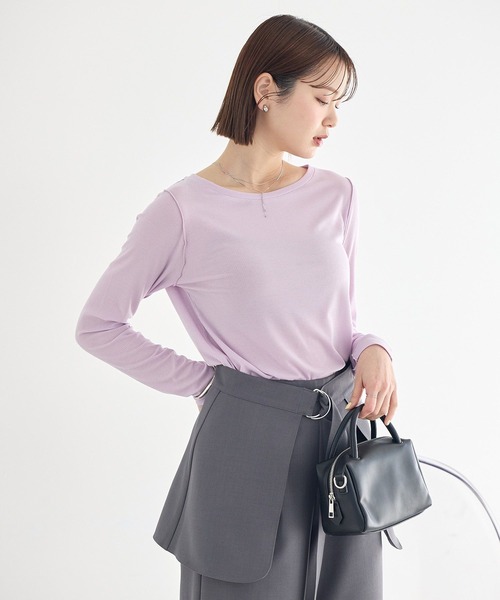 earth music&ecology（アースミュージックアンドエコロジー）の「微シアーメロープルオーバー（Tシャツ/カットソー・レディース・オフホワイト/グレー/ブラック/ライトブルー/ライトパープル・FREE）」の20枚目の写真